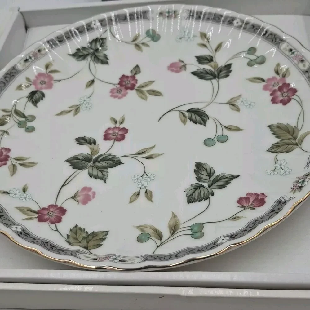 Andrea by Sadek Garden Splendor Cake Plate / Server Serving Set Porcelain 10.5